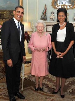 President Barack Obama and First Lady Michelle Obama visit Queen Elizabeth II and Prince Phillip the Duke of Edinburgh at Buckingham Palace in London.