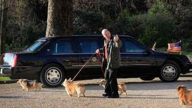 With the Queen's Corgi dogs on their way to a walk, President Barack Obama and First Lady Michelle Obama arrive to visit Queen Elizabeth II and Prince Phillip the Duke of Edinburgh at Buckingham Palace in London.