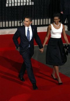 President Barack Obama and First Lady Michelle Obama leave 10 Downing Street where their day first started.