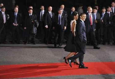 President Barack Obama and First Lady Michelle Obama leave 10 Downing Street where their day first started.