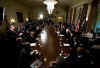 President Barack Obama holds his first cabinet meeting in the Cabinet Room of the White House on April 20, 2009.