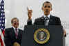 President Barack Obama speaks to CIA employees at CIA Headquarters in Langley, Virginia on April 20, 2009.