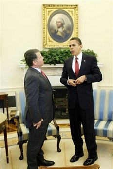 US President Barack Obama meets with Jordan's King Abdullah II at the White House.