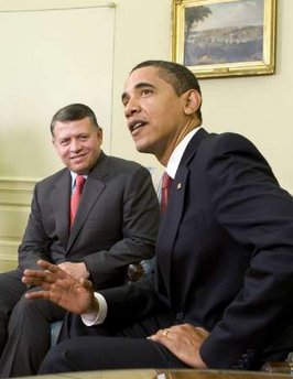 US President Barack Obama meets with Jordan's King Abdullah II at the White House.
