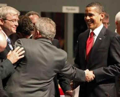 President Barack Obama meets G20 attendees beforet the Plenary session of the G20 Summit at the Excel Centre.