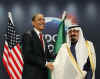 President Barack Obama meets with Saudi Arabia's King Abdullah at the Excel Centre in London on April 2, 2009.