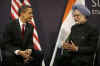 President Barack Obama meets with India's Prime Minister Manmohan Singh at the G20 Summit in the Excel Centre in London.