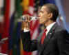 President Obama said he was battling a cold and was seen coughing, sneezing, and drinking plenty of bottled water while at the G20 podium.