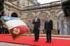 A French military band played the French and American national anthems at the ceremony in the Palais Rohan.