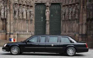 President Barack Obama and First Lady Michelle Obama say goodbye to the waiting crowds and President Sarkozy then depart in the presidential limo for a trip on Marine One to the German border city of Baden-Baden.