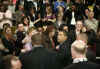 President Barack Obama holds a town hall style meeting with a young German and French audience at the Rhenus Sports Arena in Strasbourg, France. 