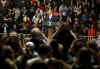 President Barack Obama holds a town hall style meeting with a young German and French audience at the Rhenus Sports Arena in Strasbourg, France. 