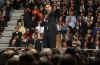 President Barack Obama holds a town hall style meeting with a young German and French audience at the Rhenus Sports Arena in Strasbourg, France. 