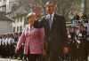 President Barack Obama joins German Chancellor Angela Merkel to inspect a German Military Honour Guard.