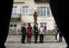 President Obama and Chancellor Merkel talked as they strolled through the market on their way to a welcoming ceremony.