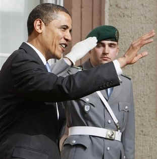 President Obama arrives at Baden-Baden City Hall.