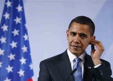 President Barack Obama and German Chancellor Angela Merkel hold a joint news conference at the Baden-Baden City Hall.