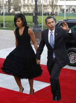 President Barack Obama and First Lady Michelle Obama attend a piano concert at the Kurhaus in Baden-Baden, Germany.