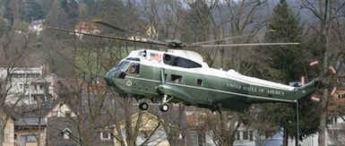 President Barack Obama and First Lady Michelle Obama arrive on Marine One in Klosterwiese in Baden-Baden, Germany.