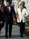 President Barack Obama and the NATO leaders walk in a ceremonial crossing of the Passarelle Mimram (Two Banks) Pedestrian Bridge from Kehl, Germany to Strasbourg, France on April 4, 2009.