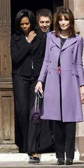 First Lady Michelle Obama meets First Lady Carla Bruni-Sarkozy and the spouses of other G20 leaders for a tour of Notre-dame de Strasbourg (Strasbourg Cathedral) on April 4, 2009.