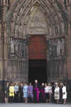 First Lady Michelle Obama meets First Lady Carla Bruni-Sarkozy and the spouses of other G20 leaders for a tour of Notre-dame de Strasbourg (Strasbourg Cathedral) on April 4, 2009.