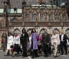 First Lady Michelle Obama meets First Lady Carla Bruni-Sarkozy and the spouses of other G20 leaders for a tour of Notre-dame de Strasbourg (Strasbourg Cathedral) on April 4, 2009.