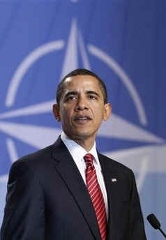 President Barack Obama holds a press conference at the end of the 60th Anniversary NATO Summit in Strasbourg, France.