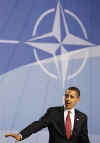 President Barack Obama holds a press conference at the end of the 60th Anniversary NATO Summit in Strasbourg, France.