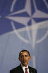 President Barack Obama holds a press conference at the end of the 60th Anniversary NATO Summit in Strasbourg, France.