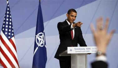 President Barack Obama holds a press conference at the end of the 60th Anniversary NATO Summit in Strasbourg, France.