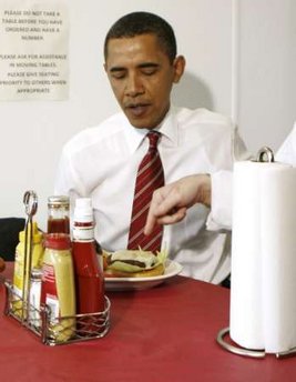 President Barack Obama and Vice President Joe Biden have lunch at Ray's Hell Burger across the Potomac in Arlington, Virginia.