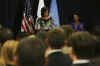 The First Lady received a standing ovation after being introduced by Susan Rice the US Ambassador to the United Nations.