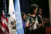 First Lady Michelle Obama speaks to employees of the United States Mission to the United Nations in New York on May 5, 2009.