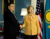 US Secretary of State Clinton meets with Foreign Affairs Minister of the Republic of Kazakhstan Marat Tazhin.