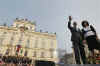 President Barack Obama and First Lady Michelle Obama Arrive in Hradcanske Square in Prague on April 5, 2009.