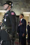 President Barack Obama begins his day in Ankara, Turkey at a wreath laying ceremony at Anitkabir Mausoleum on April 6, 2009.