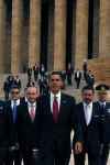 US President Barack Obama after laying a wreath at the Ataturk Mausoleum in Ankara, Turkey on April 6, 2009.