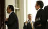 Pakistan's President Asif Ali Zardari arrives for meetings in the Cabinet Room of the White House on May 6, 2009.