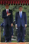 President Barack Obama attends a Welcome Ceremony on the grounds of Cankaya Palace with Turkey's President Abdullah Gul.