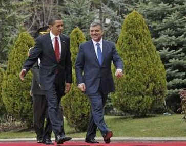 President Barack Obama attends a Welcome Ceremony on the grounds of Cankaya Palace with Turkey's President Abdullah Gul.