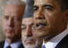 President Barack Obama speaks to the media in the Grand Foyer of the White House after trilateral meetings.