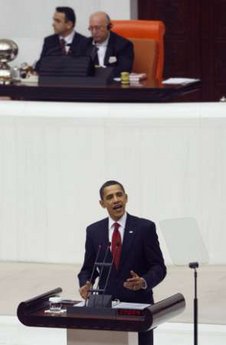 President Barack Obama delivers an Address to the General Assembly of the Turkish Parliament in Ankara, Turkey.