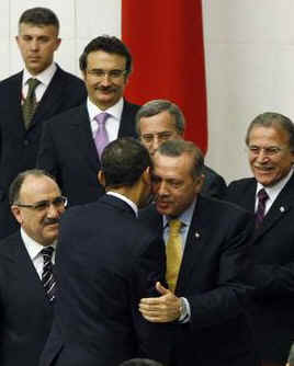 After Obama's Address to Parliament he was thanked by Turkish Prime Minister Recep Tayyip Erdogan.