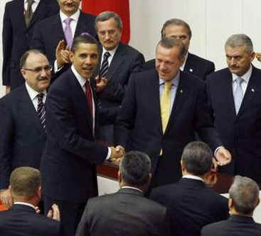 After Obama's Address to Parliament he was thanked by Turkish Prime Minister Recep Tayyip Erdogan.