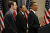 President Barack Obama remarks on reducing spending in the budget with Budget Director Peter Orzag and Deputy Budget Director Robert Nabors.