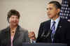 President Barack Obama remarks on job creation and job training in the Eisenhower Executive Office Building. President Obama was joined by nurse Maureen Pike.