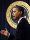 President Barack Obama makes an unannounced visit to a Spanish language Town Hall meeting in the Eisenhower Executive Office Building on May 8, 2009.