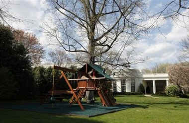 April 9, 2009 - The Outdoor Swing and Play Set for Obama daughters Sasha and Malia sits just outside the doors of the Oval Office of the White House.