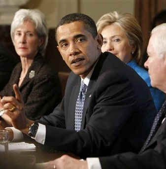 President Obama remarks to the media after a Cabinet Meeting held in the Cabinet Room of the White House on May 1, 2009.